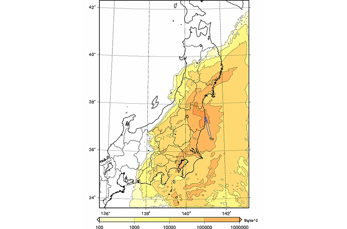 東日本におけるI-131の広域拡散と大気降下量